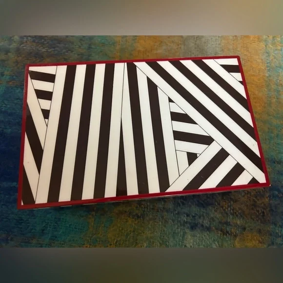 Henri Bendel Brown White Striped Jewelry Box
